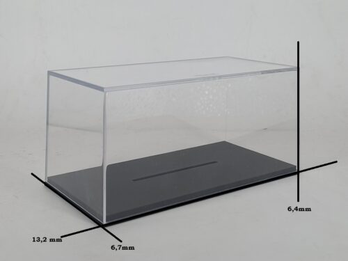 Transparent plastic model box / display case, internal dimensions 129/65/58 mm